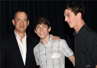 "Untouchable" directors Justin Levine and Jack Heston with Tom Hanks.