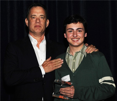 Tom Hanks with "Arterial Deposition in Thought and Being" director Mason Shefa.