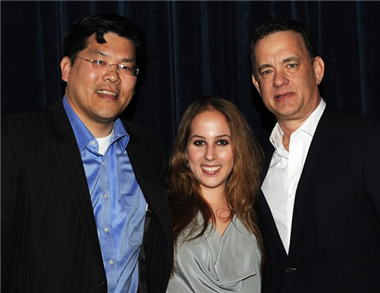 HW Chief Advancement Officer Ed Hu, founder Liz Yale and Tom Hanks.