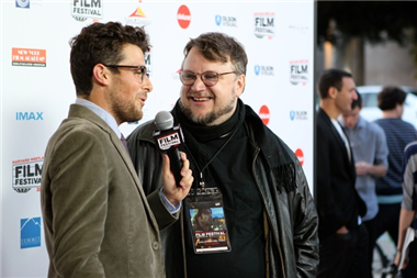 Jacob Soboroff interviews guest speaker Guillermo del Toro.