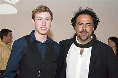 Charles Schaefer (Armed with Love) smiles with Alejandro Iñárritu.