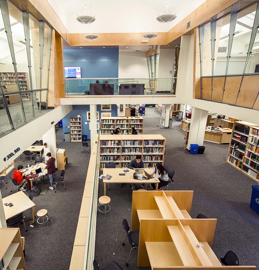 Interior of the upper school library